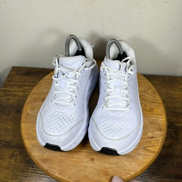 Hoka One One Bondi SR Women's White Leather Slip Resistant Shoes Size 9 - Picture 6 of 9